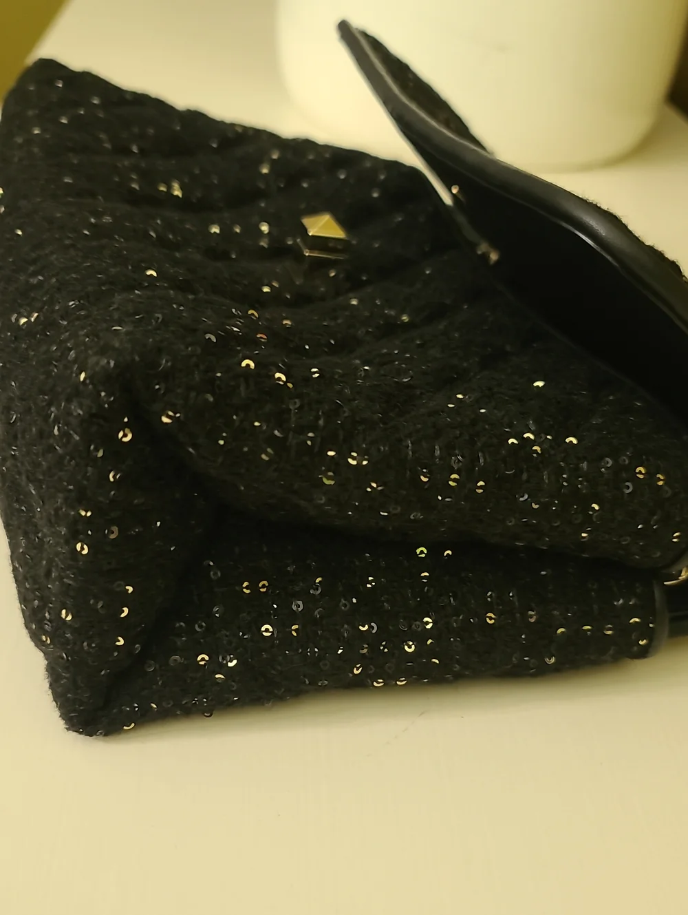 Kate Spade Black Sequin Tweed Fabric, Flap Shoulder Bag Or Crossbody